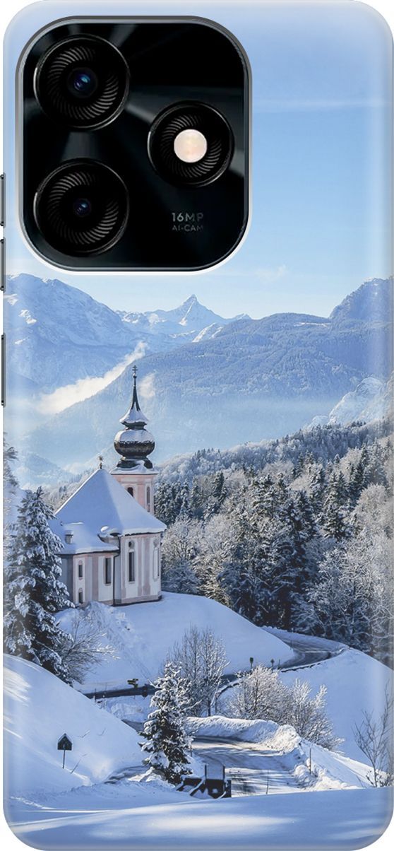 

Силиконовый чехол на Tecno Spark 10C "Заснеженные горы", Голубой;серый, 159585