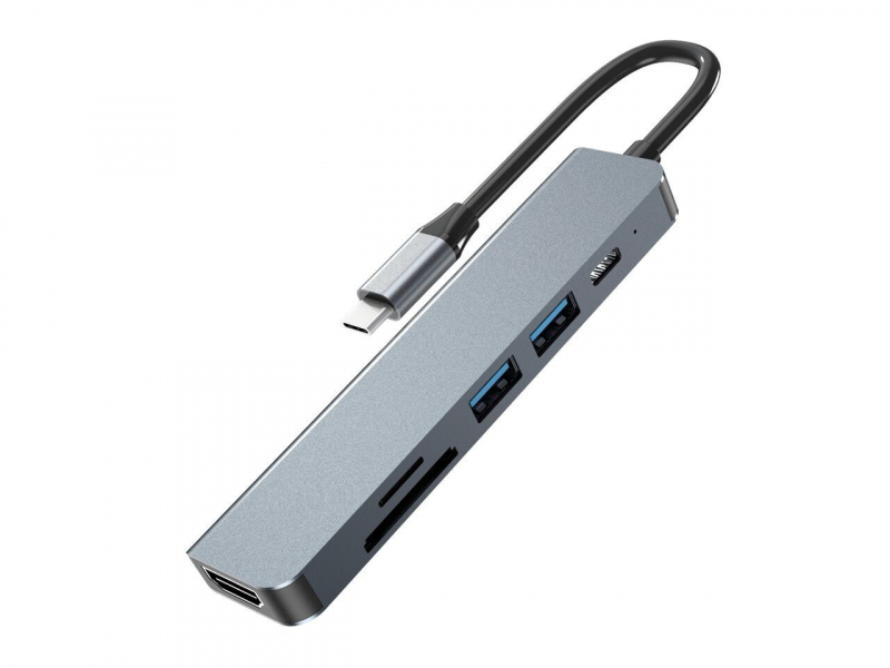 фото Разветвитель для компьютера vcom 6в1 type-c hdmi 4k 30hz 2хusb 3 (cu4371) (cu4371)