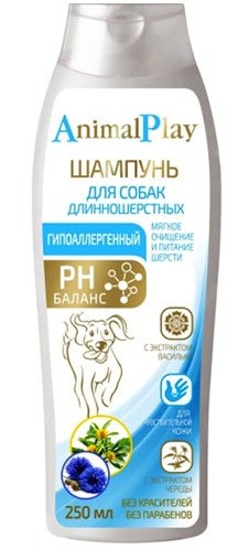 фото Шампунь для собак animal play увлажняющий для длинношерстных, omega 3 и кератин, 250 мл