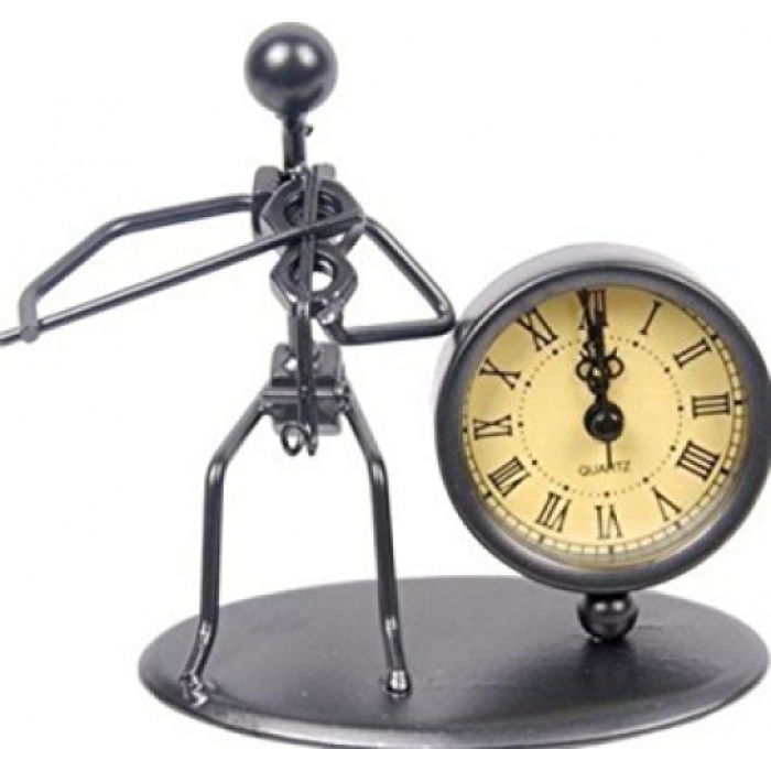 фото Gewa sculpture clock violin часы-скульптура сувенирные скрипач, металл, 12x6,5x13 см