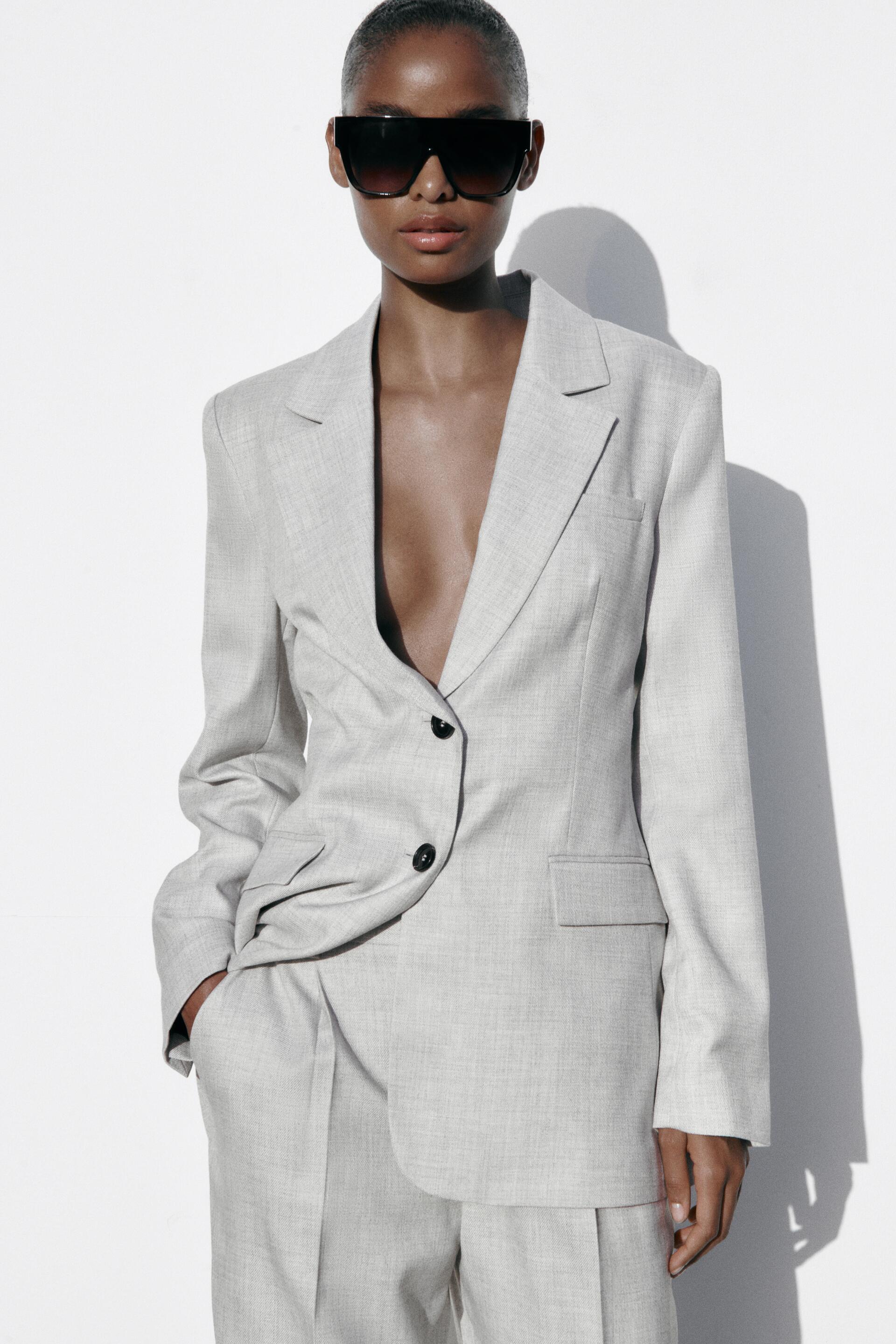 

Пиджак женский ZARA 02753130 серый L (доставка из-за рубежа), 02753130