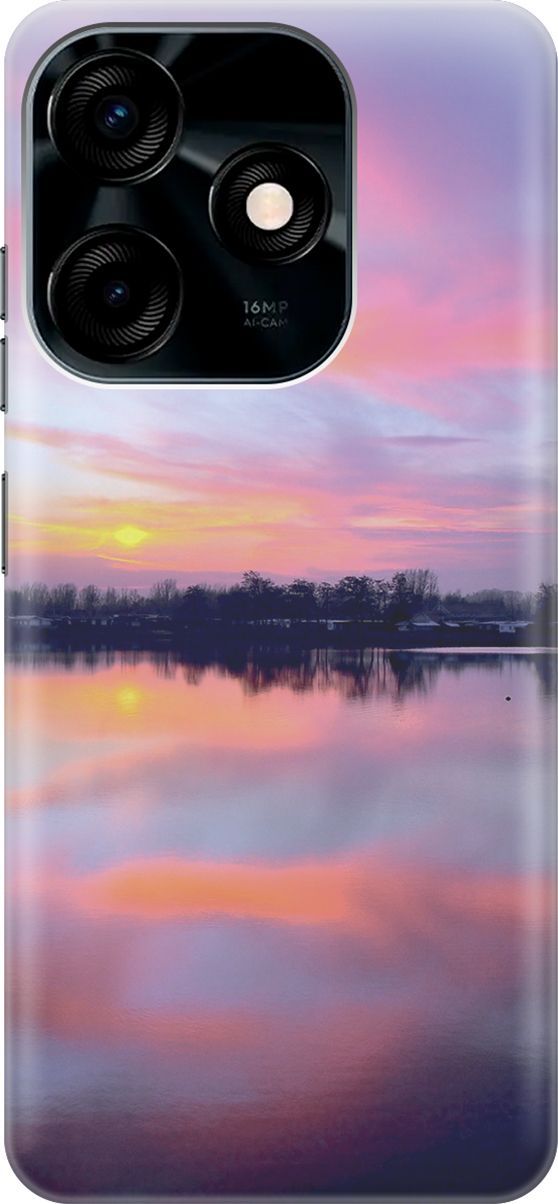 

Силиконовый чехол на Tecno Spark 10C "Зарево над рекой", Голубой;фиолетовый, 159581