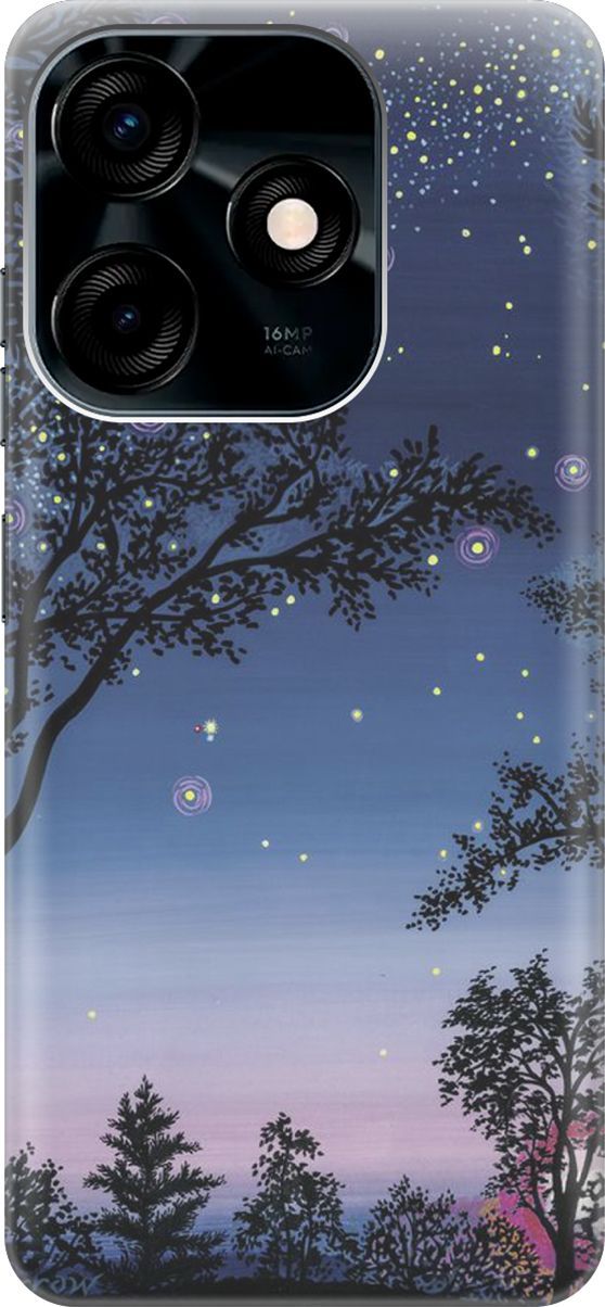

Силиконовый чехол на Tecno Spark 10C "Деревья и звезды", Синий;голубой, 159581