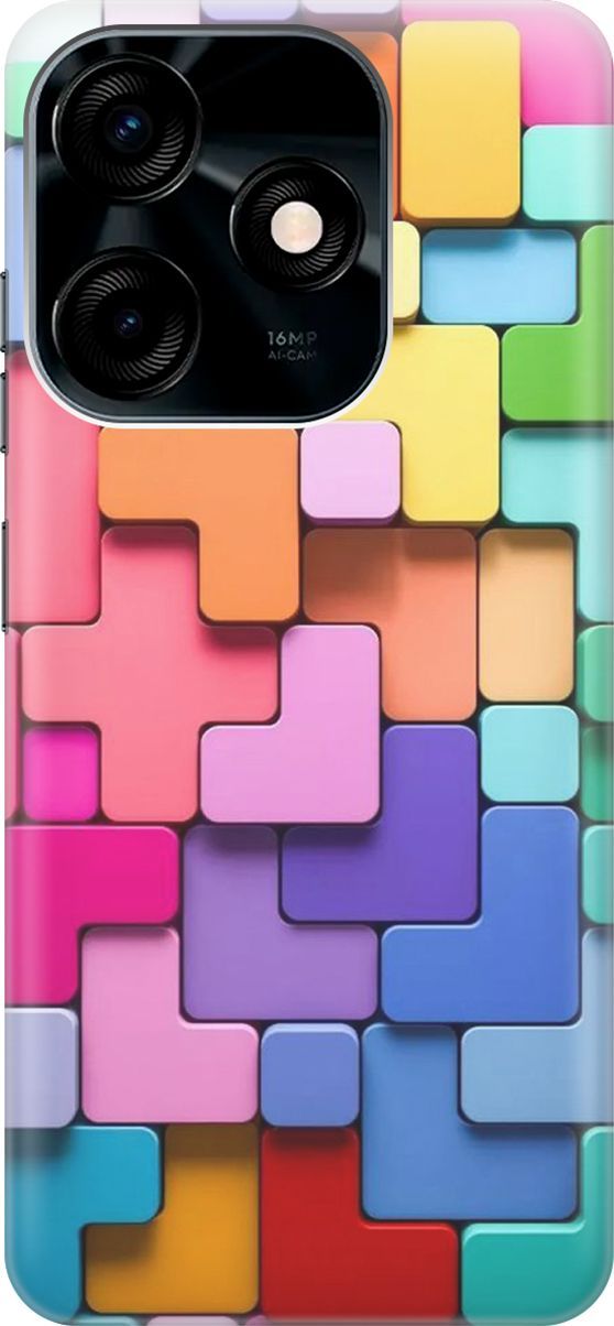 

Силиконовый чехол на Tecno Spark 10C "Паттерн из блоков", Голубой;розовый, 159580
