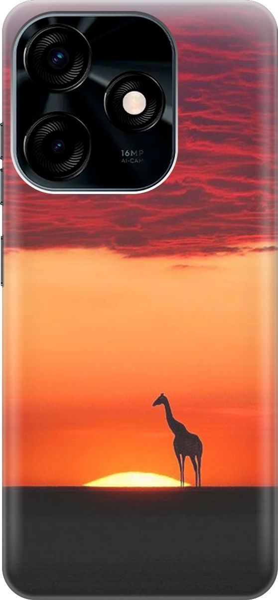

Силиконовый чехол на Tecno Spark 10C "Закатный жираф", Оранжевый;розовый, 159583
