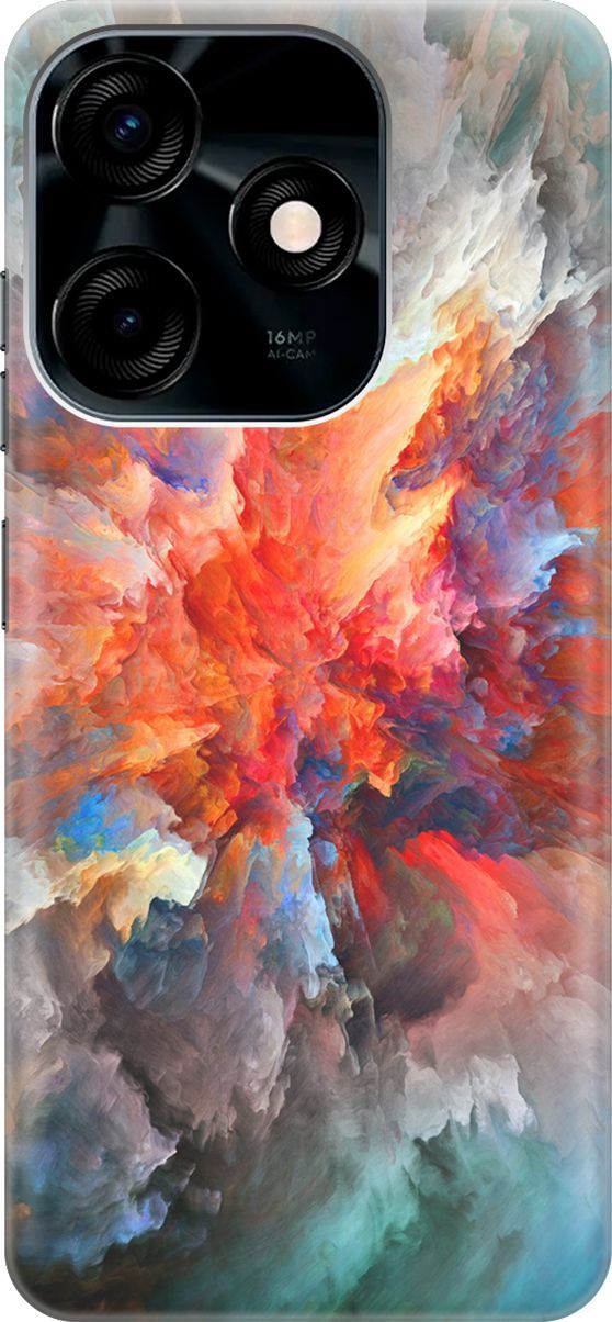 

Силиконовый чехол на Tecno Spark 10C "Взрыв цвета", Оранжевый;серый, 159578