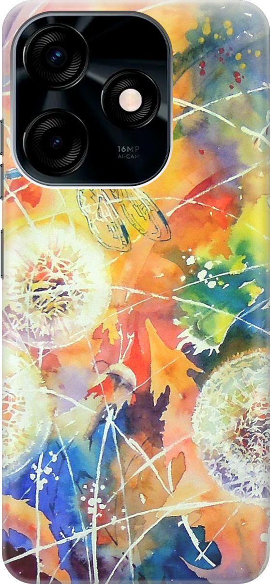 

Силиконовый чехол на Tecno Spark 10C "Одуванчики", Белый;оранжевый, 159584