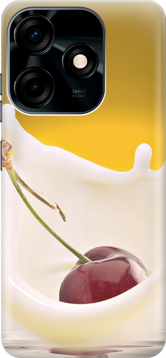 

Силиконовый чехол на Tecno Spark 10C "Ягода в молоке", Белый;желтый, 159579