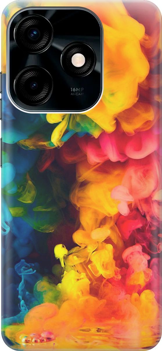 

Силиконовый чехол на Tecno Spark 10C "Красочное буйство", Желтый;розовый, 159578