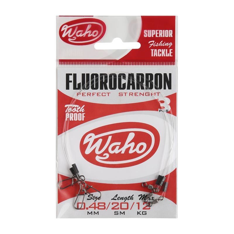 

Поводки Waho FLUOROCARBON 0.48мм 20см 12кг (3шт)