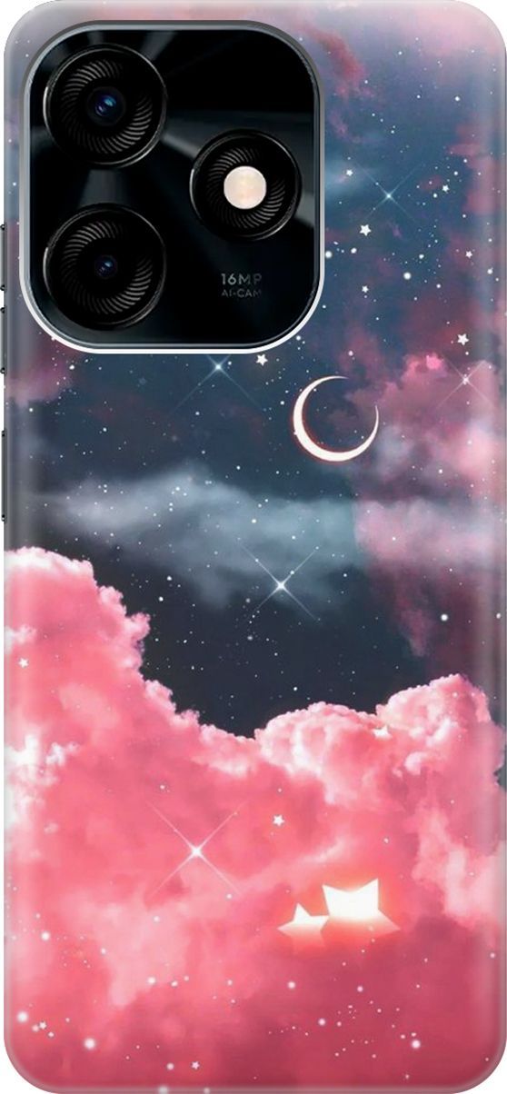 

Силиконовый чехол на Tecno Spark 10C "Месяц и розовые облака", Розовый;синий, 159581