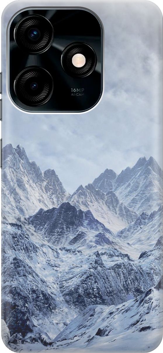 

Силиконовый чехол на Tecno Spark 10C "Снежные горы", Белый;голубой, 159585