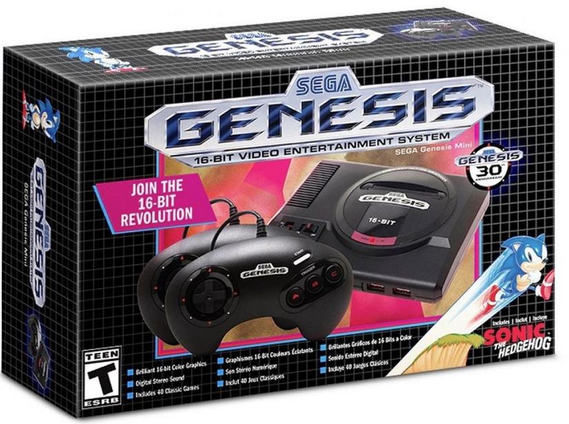 

Игровая приставка 16 bit Sega Genesis Mini + 42 встроенных игр + 2 геймпада(Черная)USA Ори, Черный