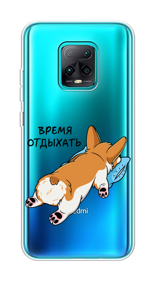 

Чехол на Xiaomi Redmi 10X 5G "Корги отдыхает", Черный;коричневый;голубой, 38750-1