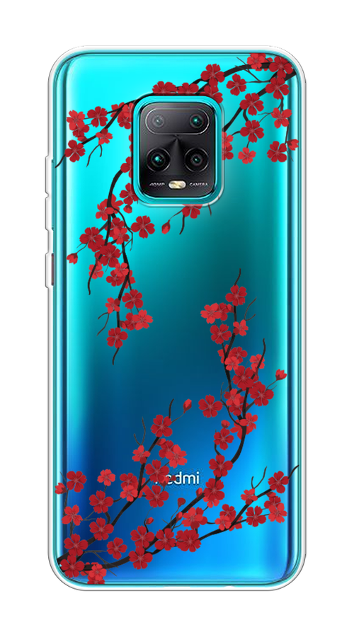 

Чехол на Xiaomi Redmi 10X 5G "Красная сакура", Красный;черный, 38750-2