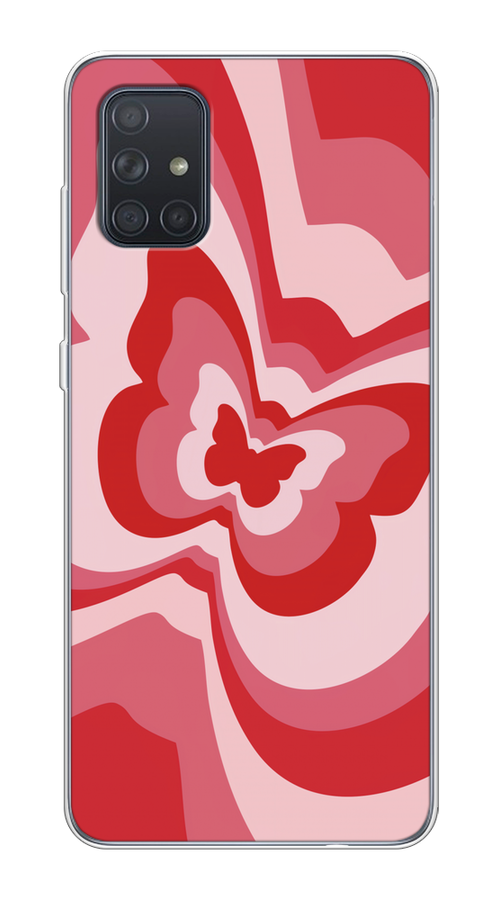 

Чехол на Samsung Galaxy A71 4G "Бабочка в стиле хиппи", Красный;розовый, 29050-1