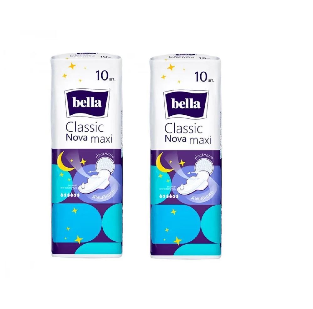 

Прокладки гигиенические BELLA Nova Classic Maxi драй, 10 шт х 2 упаковки, Nova Classic Maxi