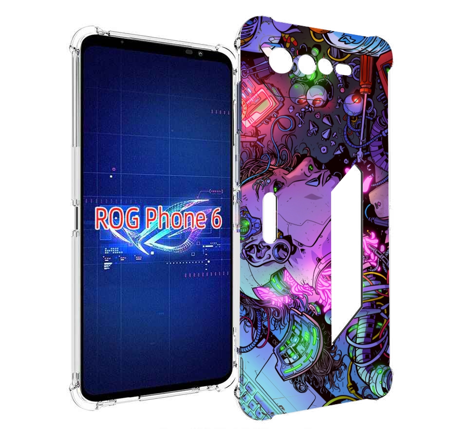 

Чехол MyPads голова робота мультик для Asus ROG Phone 6, Прозрачный, Tocco