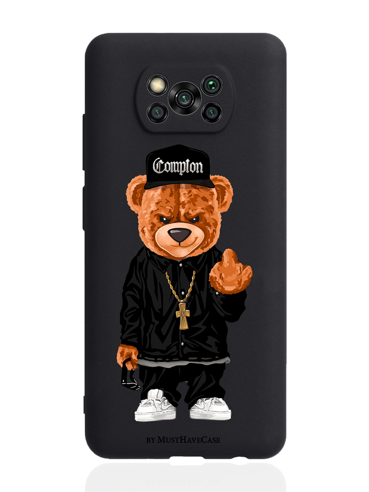 

Чехол MustHaveCase для Poco X3 Мишка Compton, Коричневый;черный;белый, Poco X3 Мишка Compton