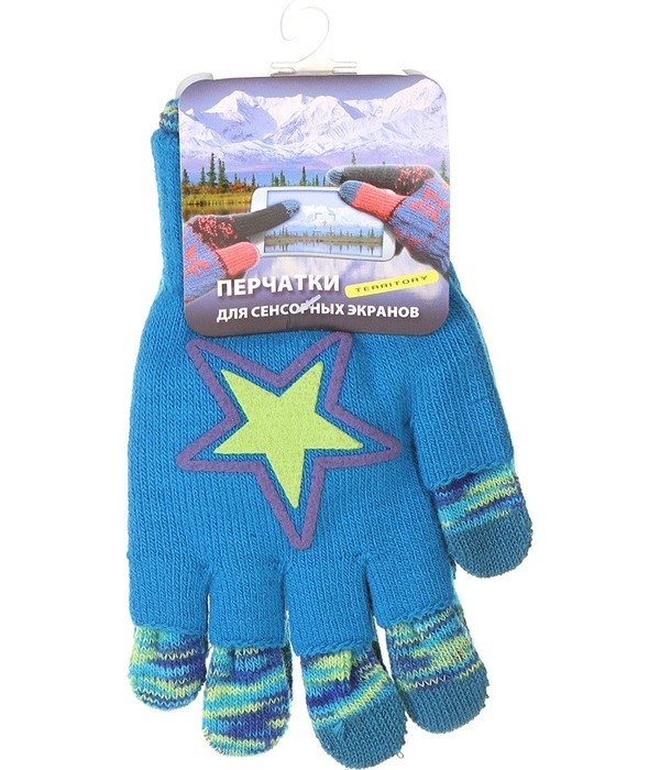 

Теплые перчатки для сенсорных дисплеев Territory р.UNI Light Blue 1413