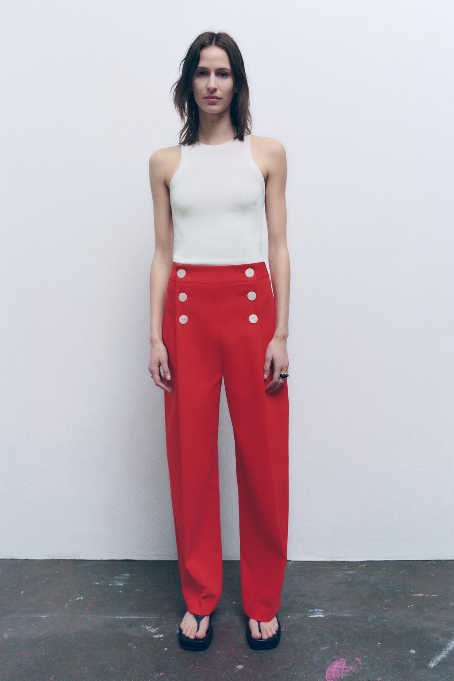 

Брюки женские ZARA 02679663 красные XL (доставка из-за рубежа), Красный, 02679663
