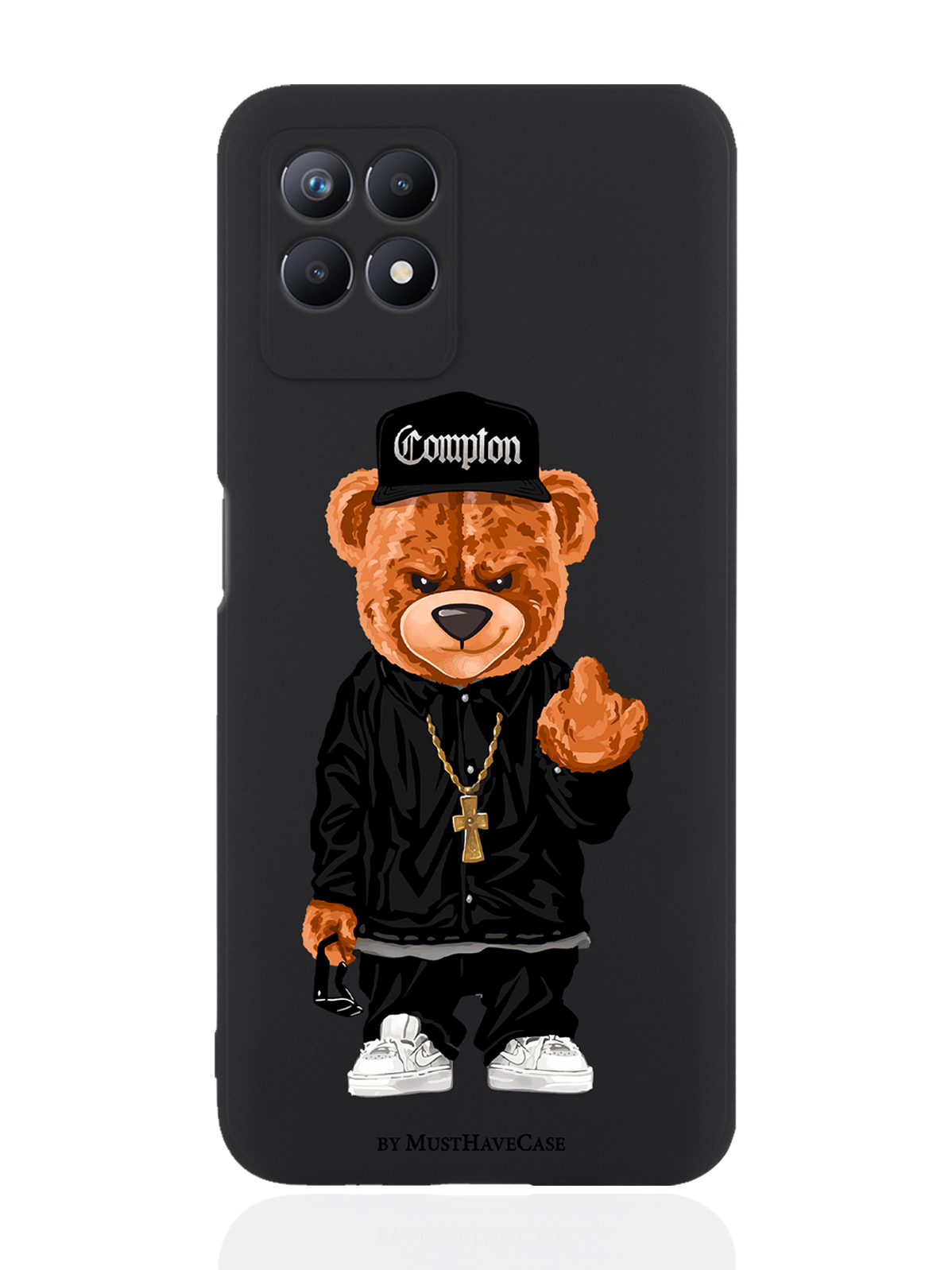 

Чехол MustHaveCase для Realme 8i Мишка Compton, Коричневый;черный;белый, Realme 8i Мишка Compton