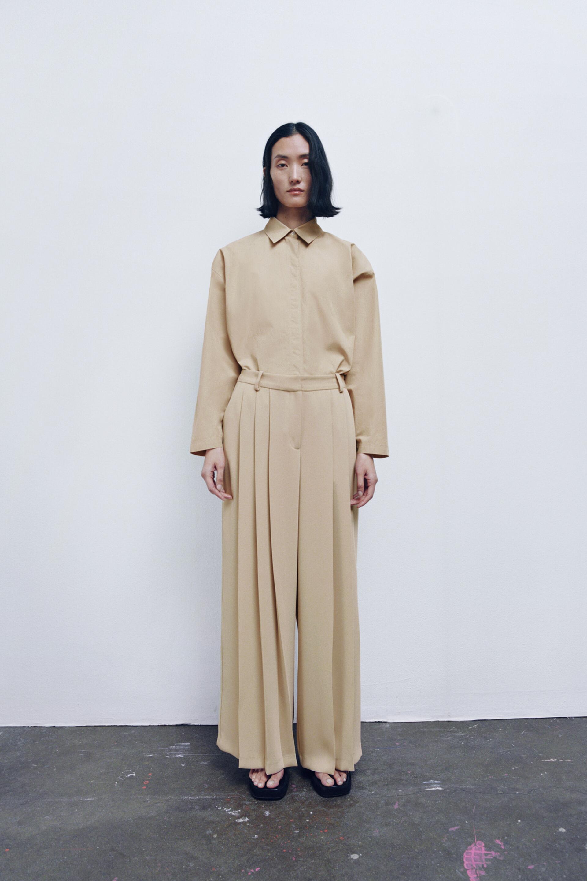 

Брюки женские ZARA 02674395 бежевые M (доставка из-за рубежа), Бежевый, 02674395