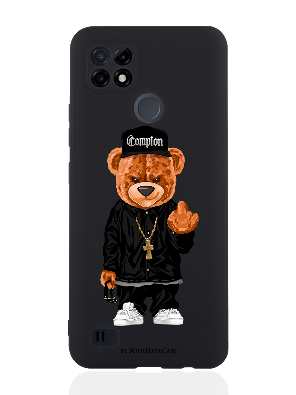 

Чехол MustHaveCase для RealMe C21 Мишка Compton, Коричневый;черный;белый, RealMe C21 Мишка Compton