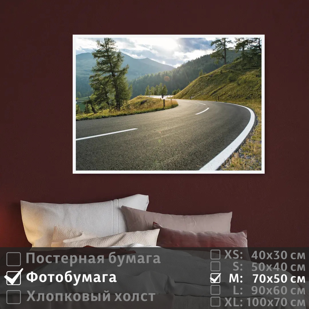

Постер на фотобумаге ПолиЦентр Шоссе к альпийским горам в солнечный день 70х50 см, ШоссеКАльпийскимГорамВСолнечныйДень