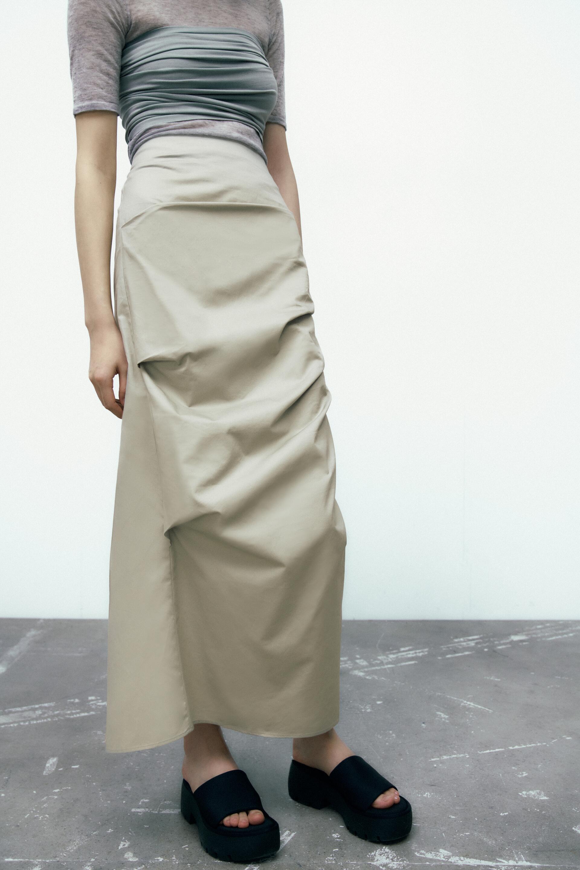 

Юбка женская ZARA 02659210 хаки S (доставка из-за рубежа), 02659210