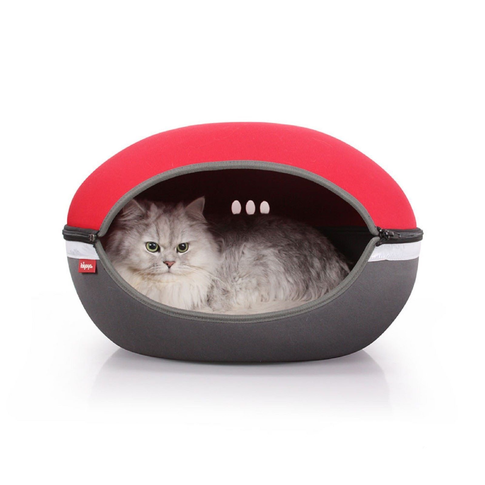 фото Домик для кошки ibiyaya little arena полиэстер, красный, серый, 55x50x30см