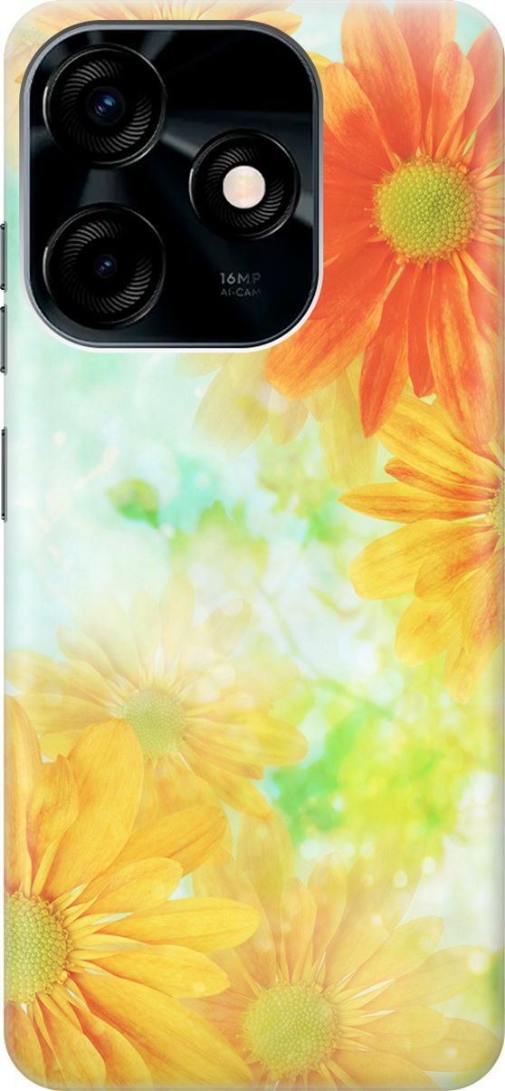 

Силиконовый чехол на Tecno Spark 10C "Оранжевые цветы", Желтый;зеленый, 159584