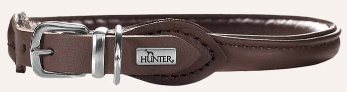 фото Ошейник для собак hunter round&soft elk из кожи лося коньячный 30-33 см