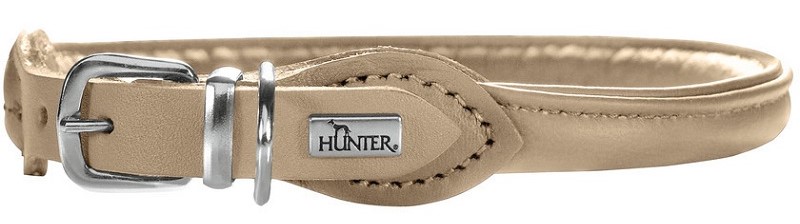 фото Ошейник для собак hunter round&soft elk кожа, бежевый обхват шеи 41-46 см