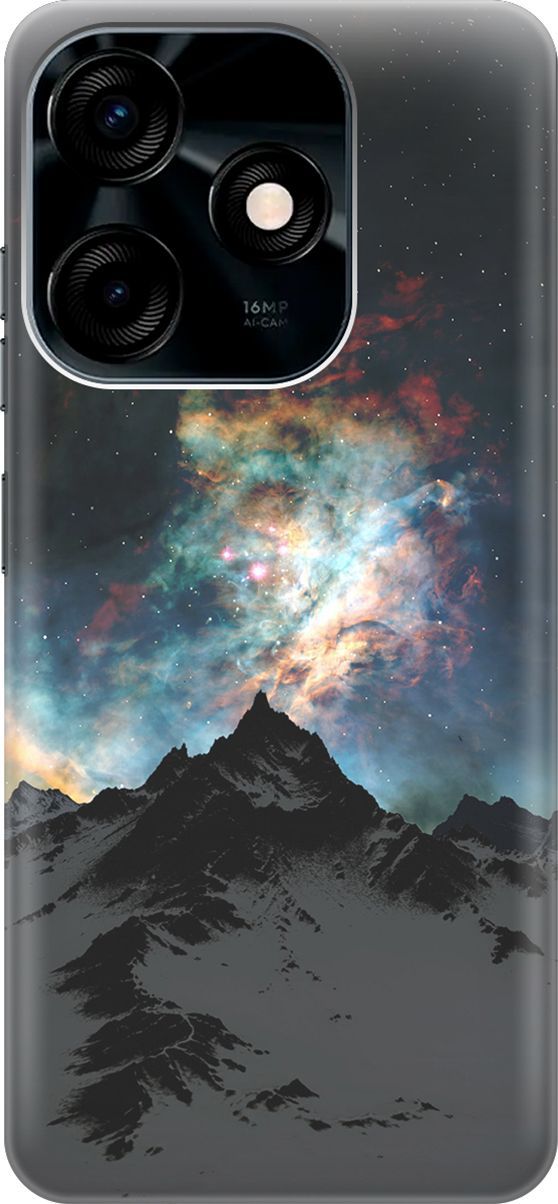 

Силиконовый чехол на Tecno Spark 10C "Горы и звезды", Синий;черный, 159581