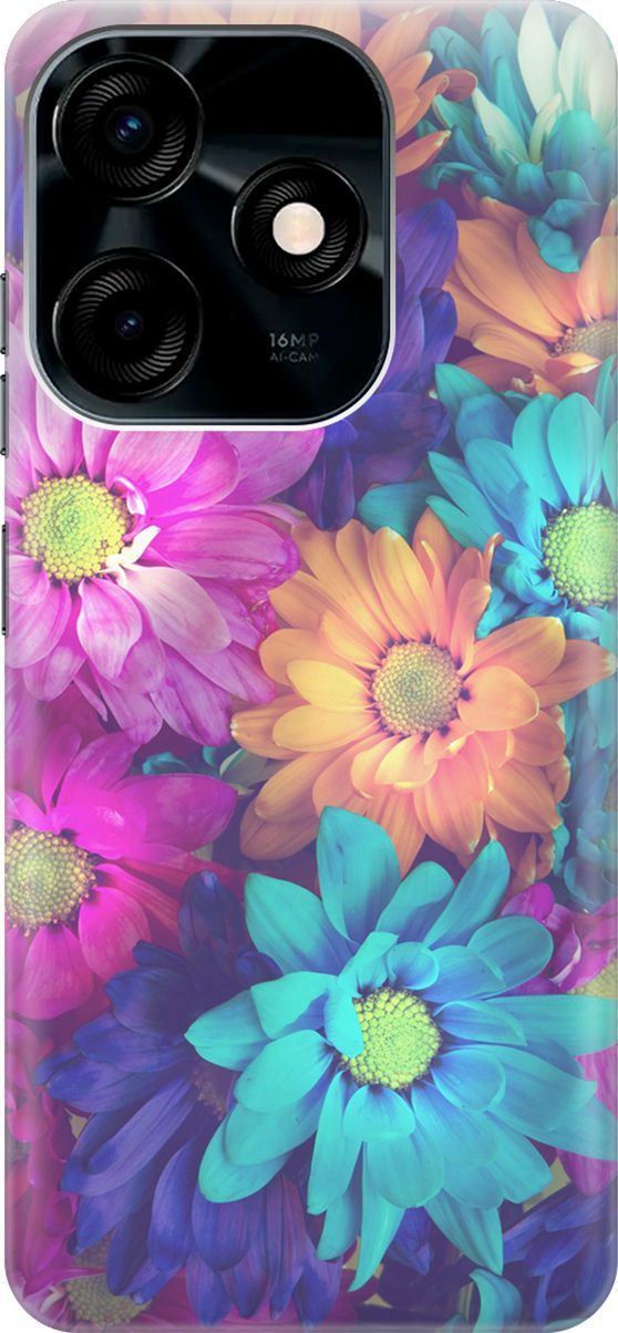 

Силиконовый чехол на Tecno Spark 10C "Много цветов", Голубой;розовый, 159584