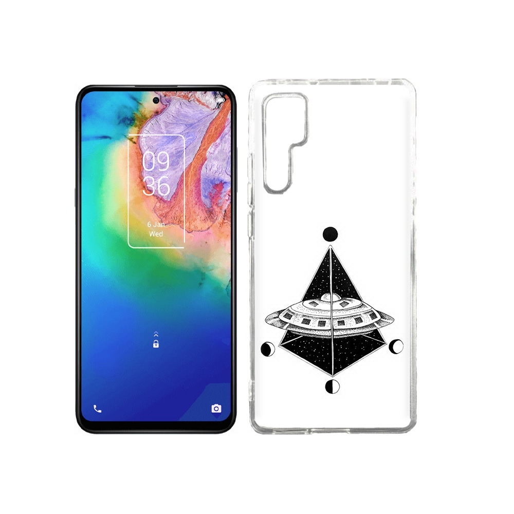 

Чехол MyPads Tocco для TCL 20 Pro черно белая летающая тарелка, Прозрачный, Tocco