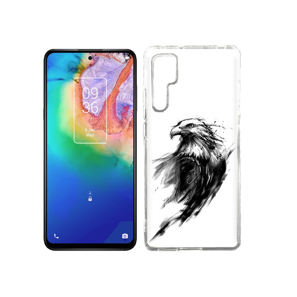 

Чехол MyPads Tocco для TCL 20 Pro чб птица, Прозрачный, Tocco