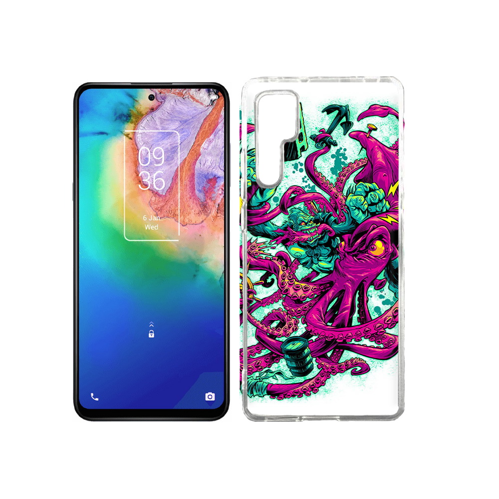 

Чехол MyPads Tocco для TCL 20 Pro фиолетовый кракен, Прозрачный, Tocco
