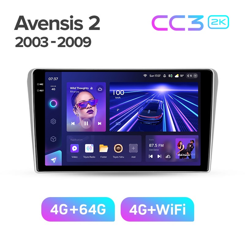 Магнитола TEYES TOYOTA AVENSIS T250 2003-2009 г CC3 2K 464ГБ 3689000₽