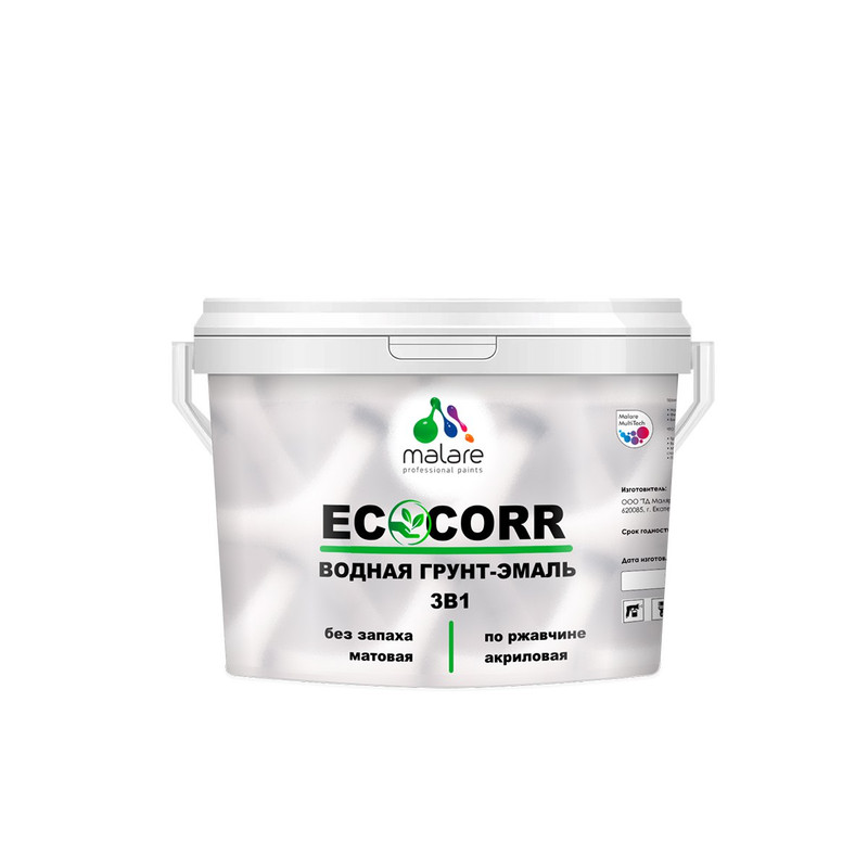 Грунт-Эмаль 3 в 1 Malare EcoCorr для металлических поверхностей, светло-зеленый, 1 кг очиститель металлических деталей автомобиля mannol
