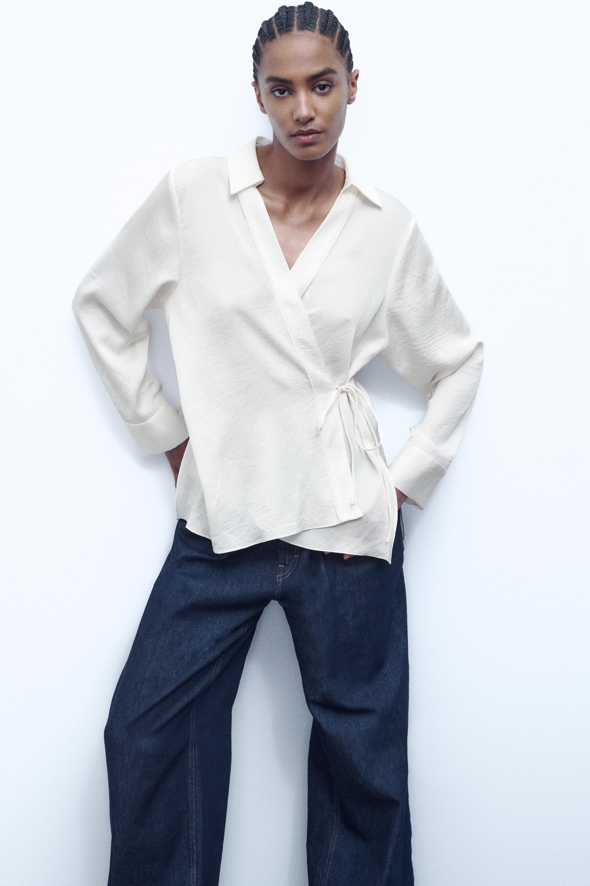 

Блуза женская ZARA 02639478 белая L (доставка из-за рубежа), 02639478