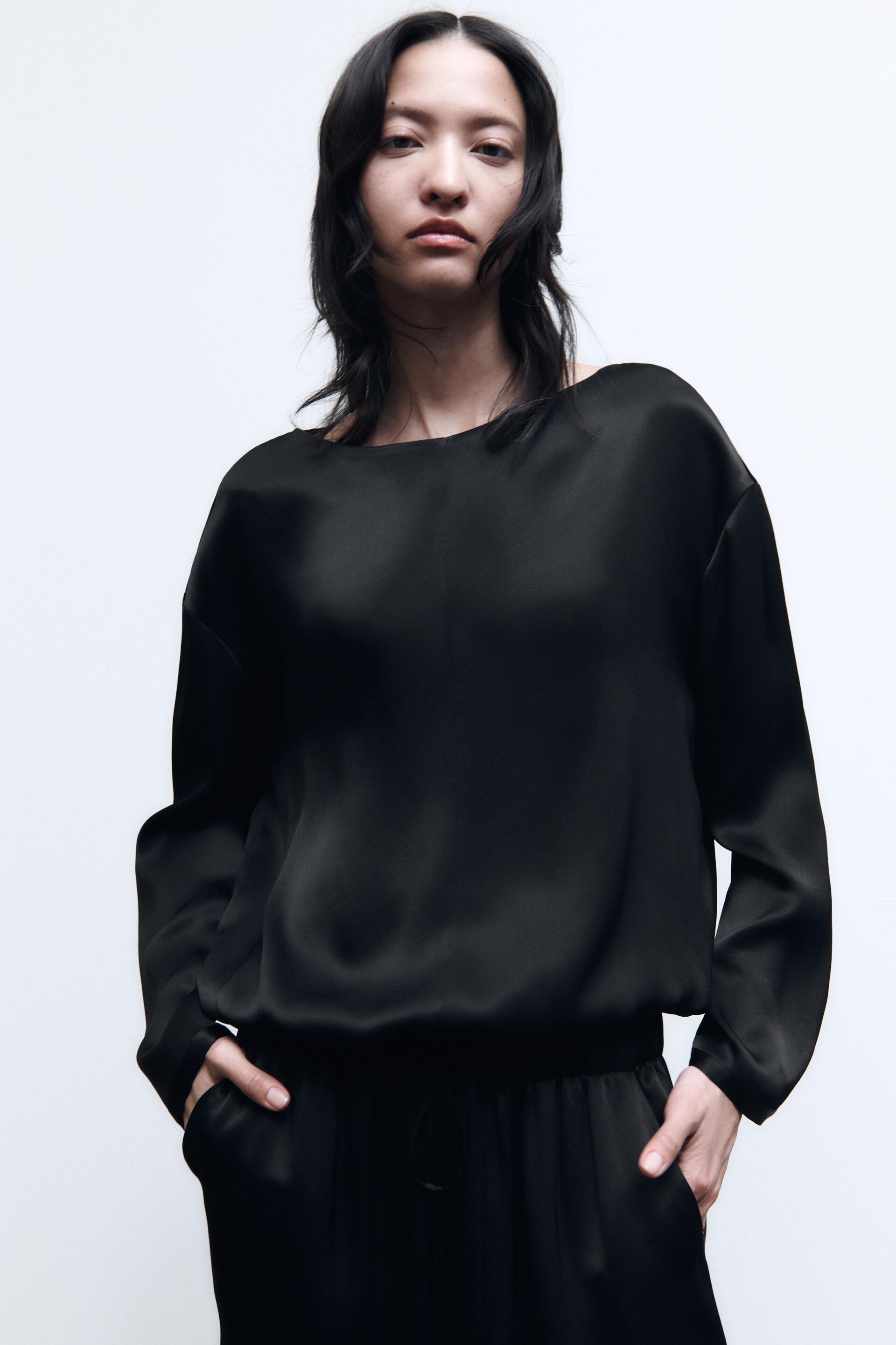 

Блуза женская ZARA 02636934 черная S (доставка из-за рубежа), Черный, 02636934