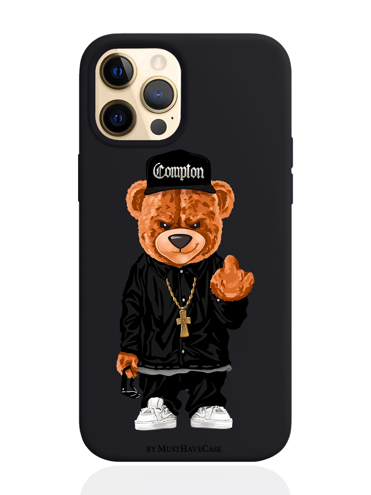 

Чехол MustHaveCase для iPhone 12 Pro Мишка Compton, Коричневый;черный;белый, iPhone 12 Pro Мишка Compton