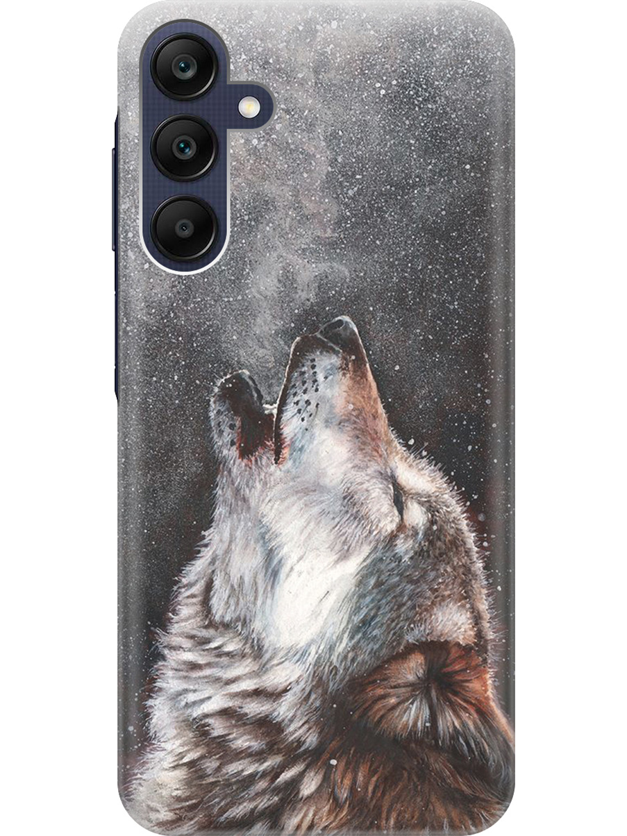

Силиконовый чехол на Samsung Galaxy A25 с рисунком "Морозный волк", Белый;серый;черный, 20012134