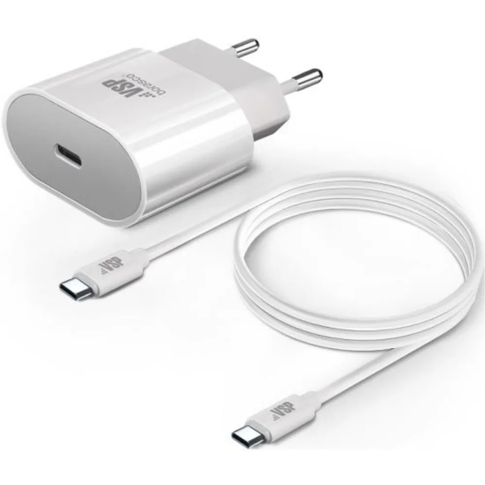 

З/У BoraSCO (50635) USB-C 20W + кабель USB-C/USB-C 3А, 1м, белый