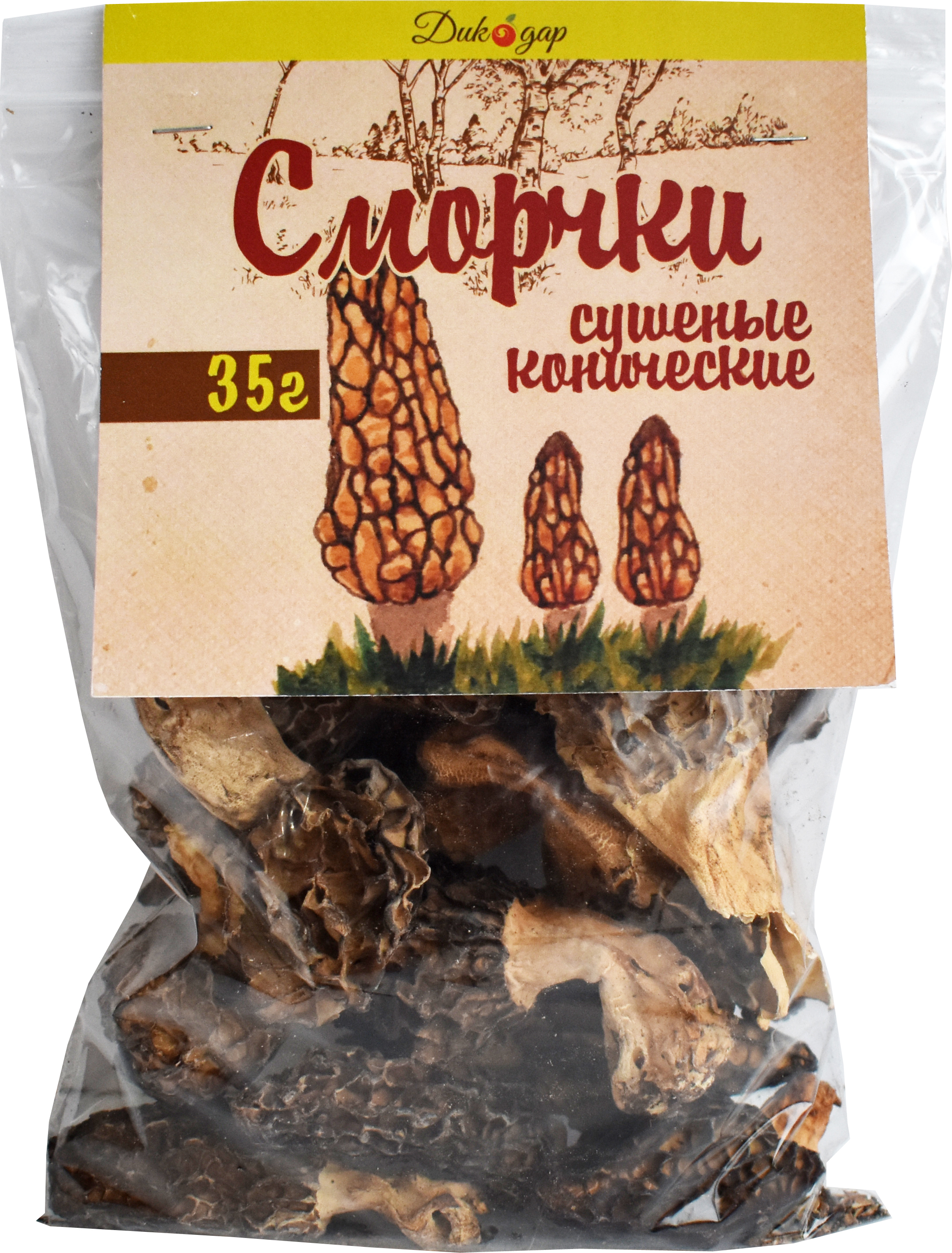 

Сушеные сморчки Дикорус конические высший сорт, 35 г
