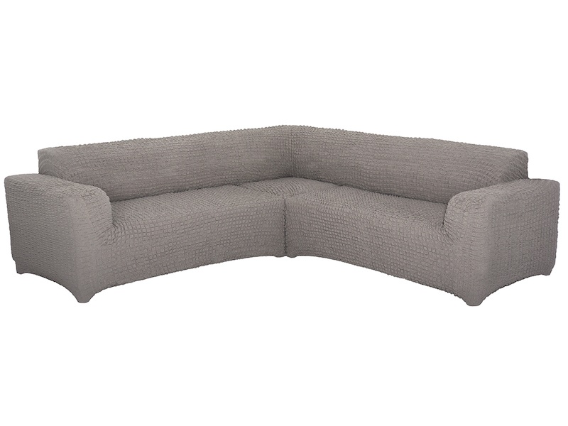 фото Чехол на угловой диван без оборки venera, тускло-сиреневый