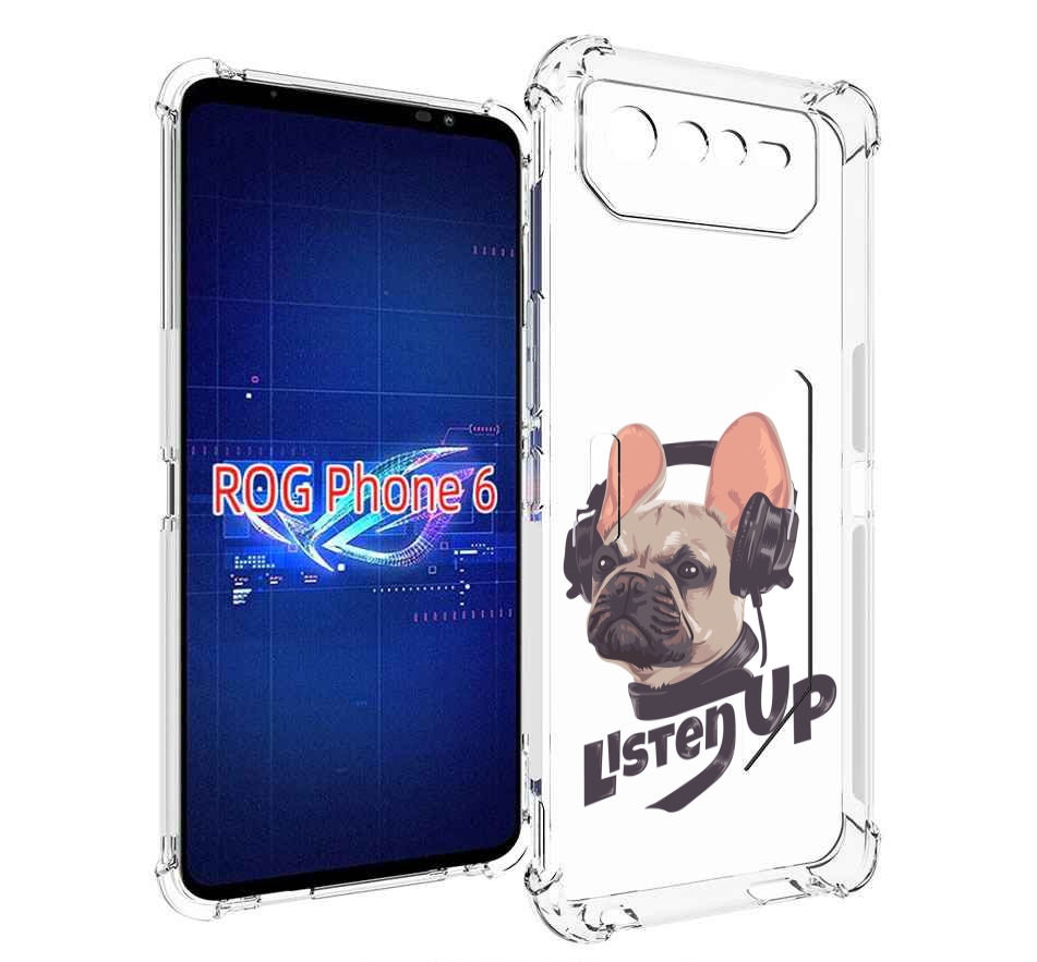 

Чехол MyPads бульдог-слушает-музыку для Asus ROG Phone 6, Прозрачный, Tocco
