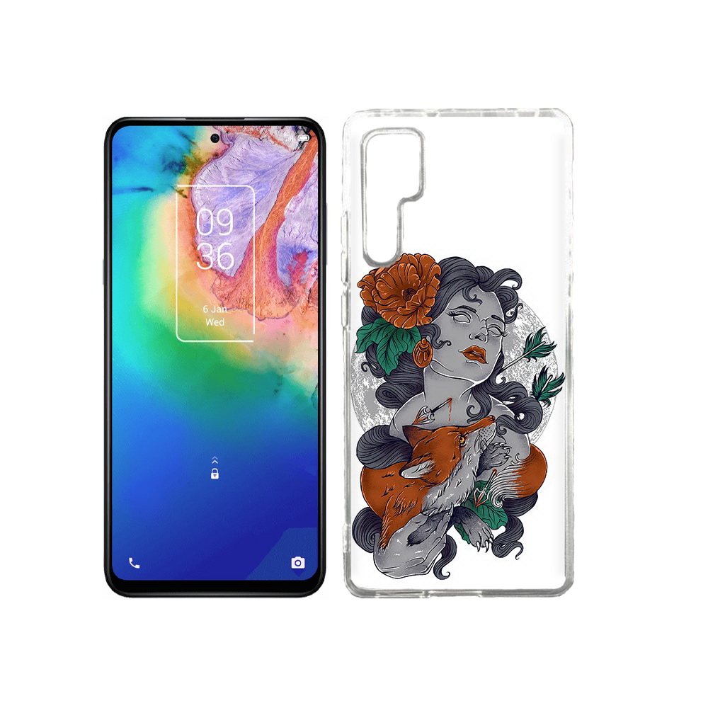 

Чехол MyPads Tocco для TCL 20 Pro темная девушка с лисой, Прозрачный, Tocco